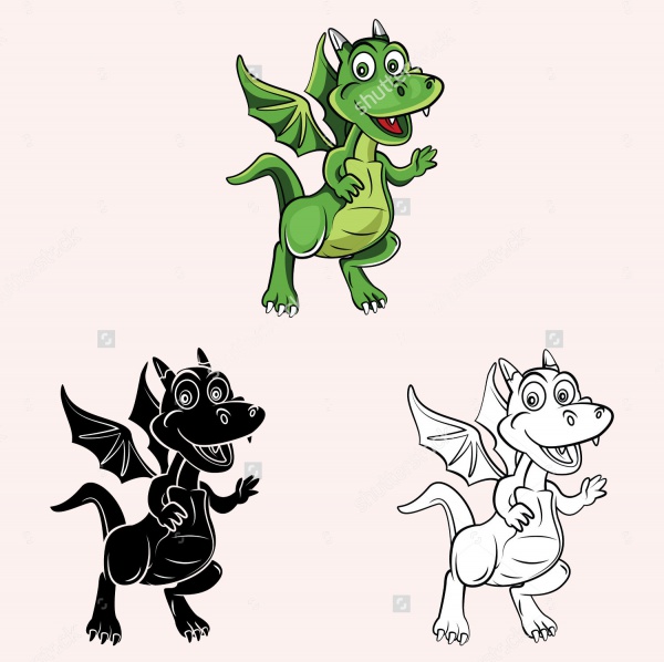 Isolated Dragon Characters Clipart