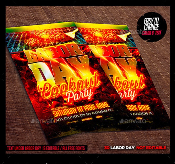 Labor Day Cookout Party Flyer Template