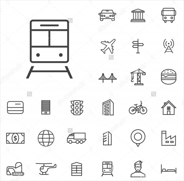 Linear City Icons Set