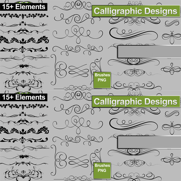 Organic Swirl Flourish Calligraphy Brushes