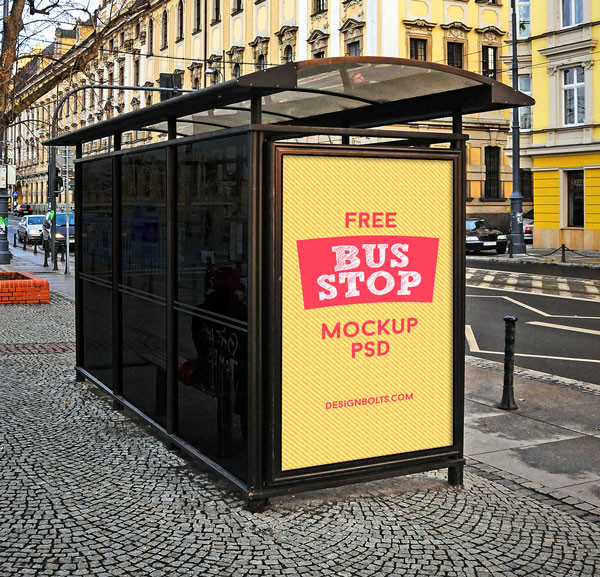 Outdoor Advertise Bus Stop Mockup
