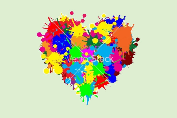 Paint splatter heart vector