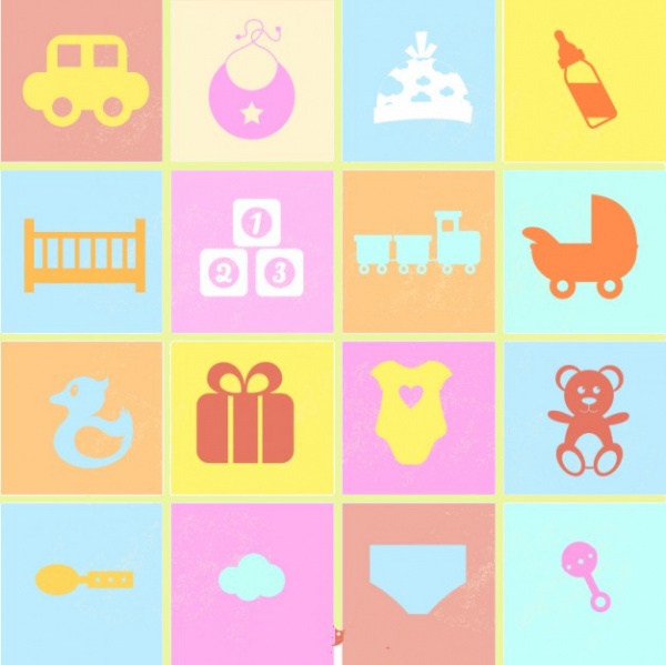 Retro style flat baby icons