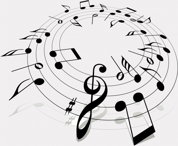 Round Black Lined Music Clipart
