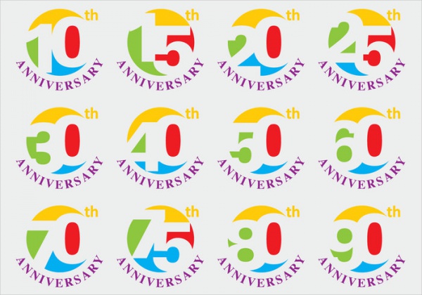 Set of Anniversary Titles Icons