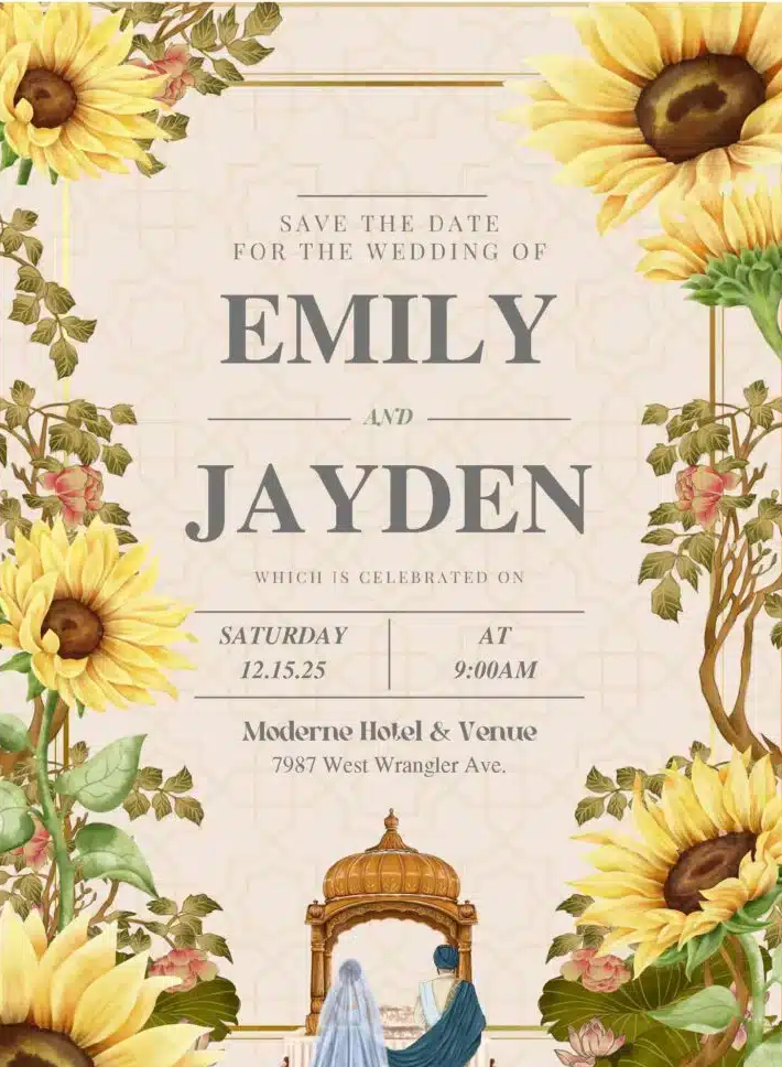 Sunflower Wedding Party Invitations