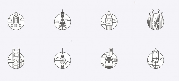 Thin Rounded City Icons