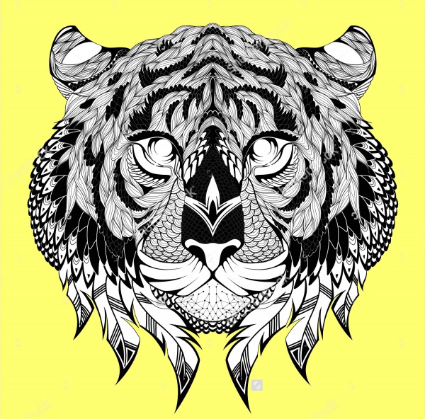 Tiger Head Tattoo Illustration