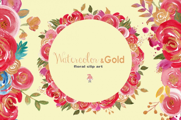 Vector Gold Flower Clip Art