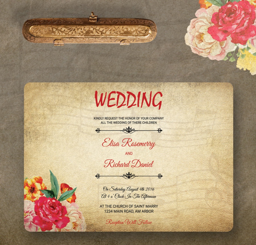 vintage free wedding invitation