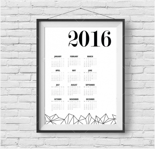 Wall Frame Yearly Calendar Template