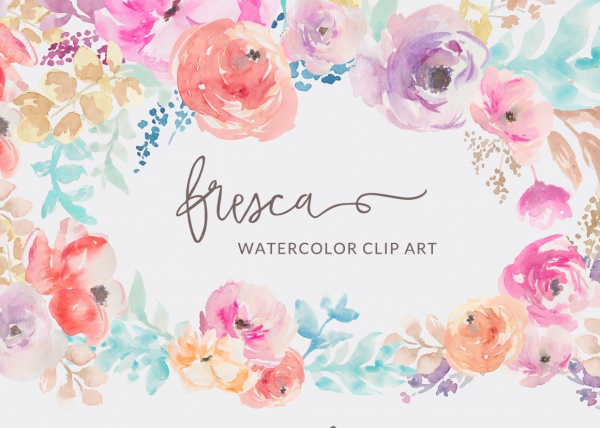Watercolor Rose Flower Clip Art