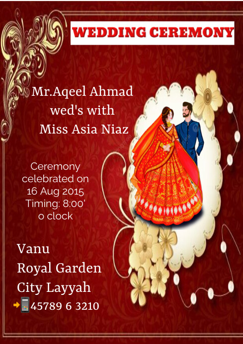 Wedding Ceremony Invitation Card