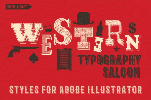 Western Typography Salon Vector Art