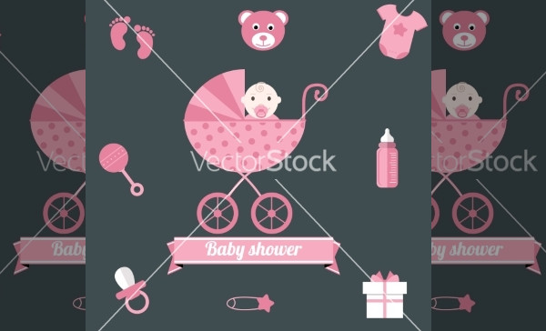 girl pink Baby shower icons