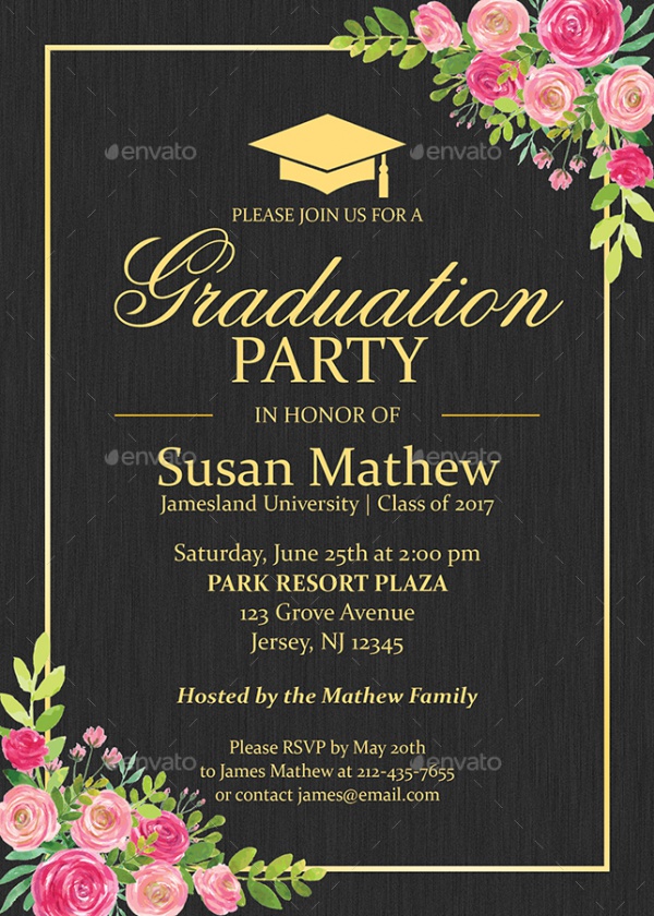Floral Graduation Party Invitation