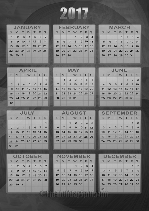 Balck & White Yearly calendar