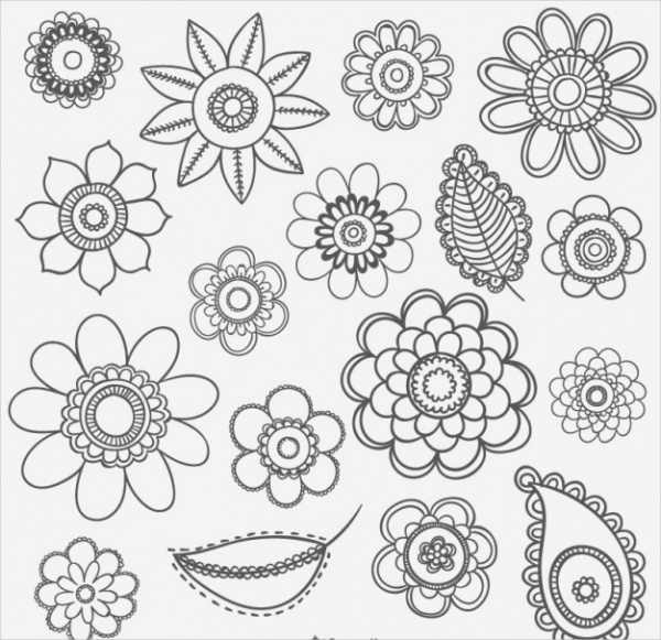 Black and White Flower Drawings