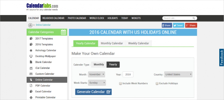 Calendar Labs - Make Own Online Calendar