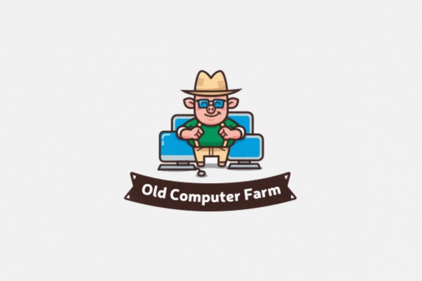 Cartoon Animal Computer Farm Logo