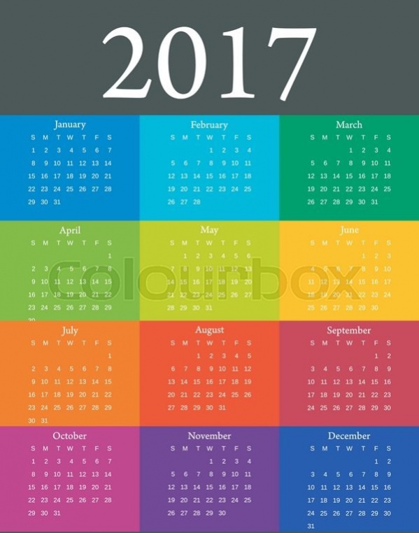 Colorful Yearly calendar design