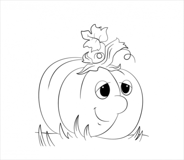 Cute Cartoon Pumpkin Coloring Page