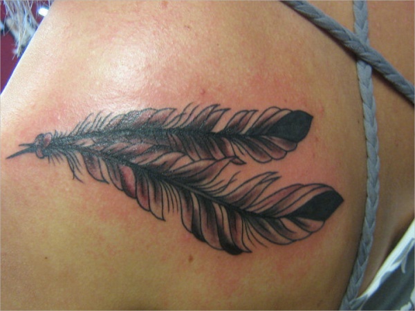 Red And Orange Feather Tattoo With bracelet