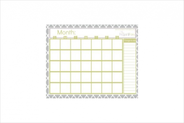 FREE 18 Blank Calendarsin PSD Vector EPS