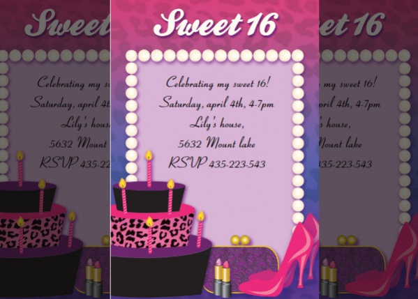 Free Printable Sweet 16 Birthday Invitation