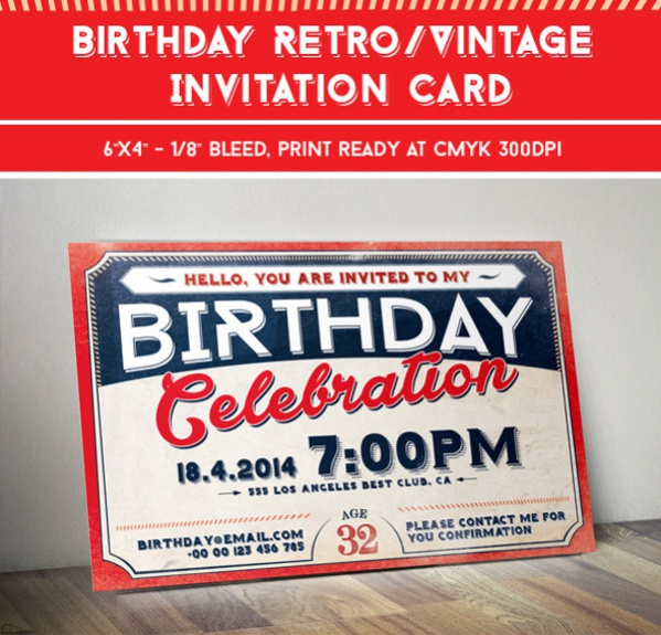 Free Printable Vintage Birthday Invitation