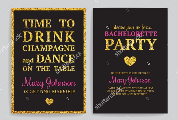 Gold Glitter Bachelorette Party Invitation