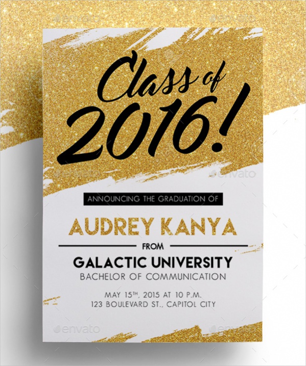 Gold Glittering Graduation Card