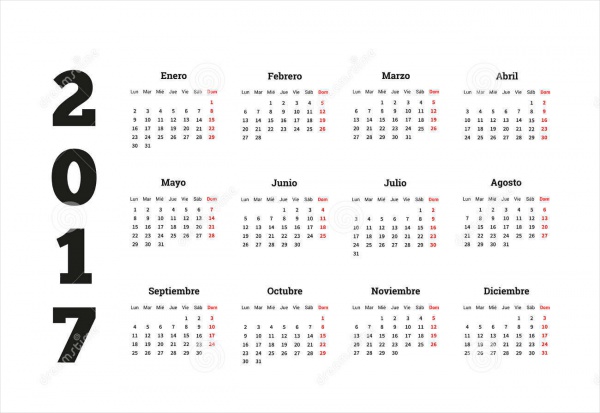 Isolated Yearly Simple Calendar