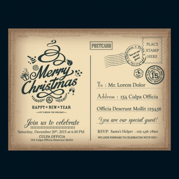 Old Christmas Postcard Design