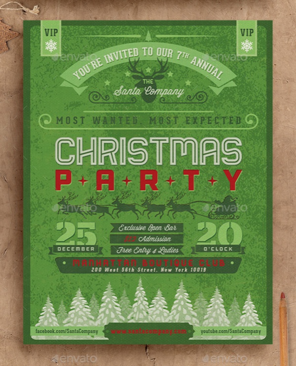 Retro Christmas Party Invitation