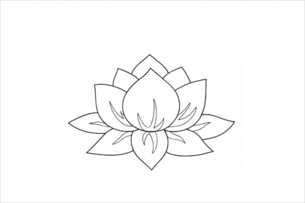 Simple Lotos Flower Coloring Pages