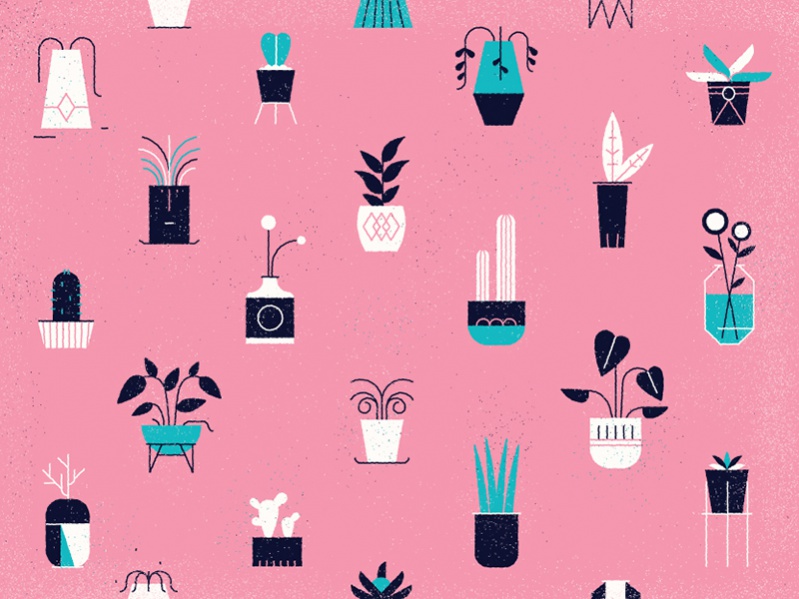 Simple Potted Plants Pattern Design