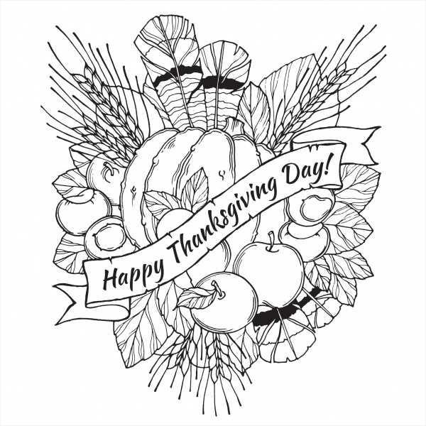 Thanksgiving Coloring Page for Adults