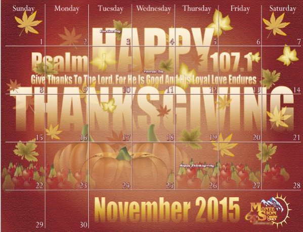 Thanksgiving Holiday Calendar