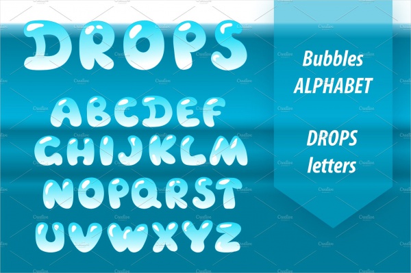 Water Drop Bubble Letters
