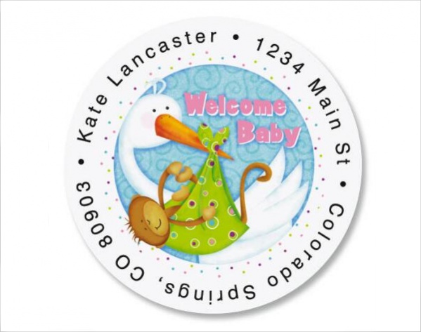 Welcome Baby Round Address Labels