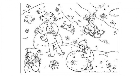 Winter Coloring Page for Adults