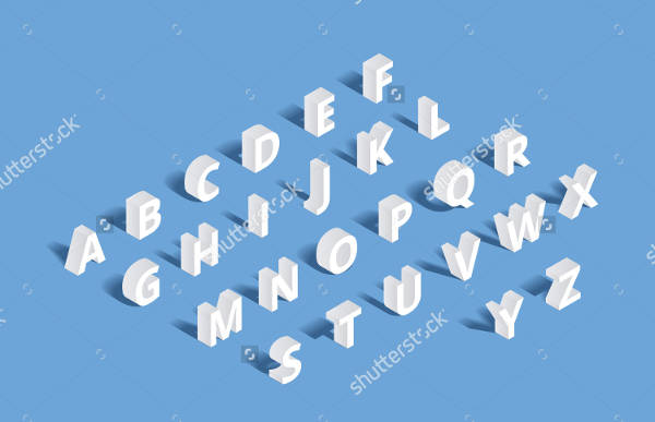 3D Isometric Alphabet Letter