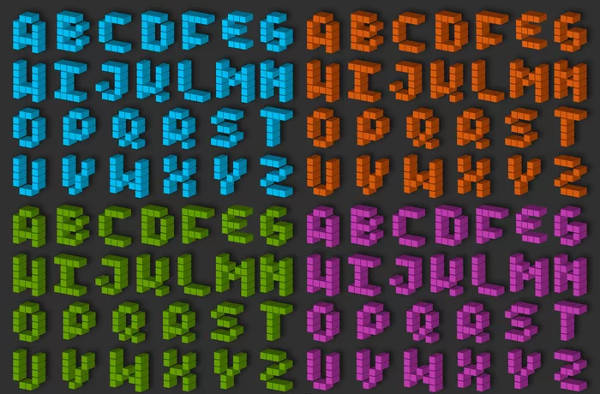 3D Pixel Alphabet Set