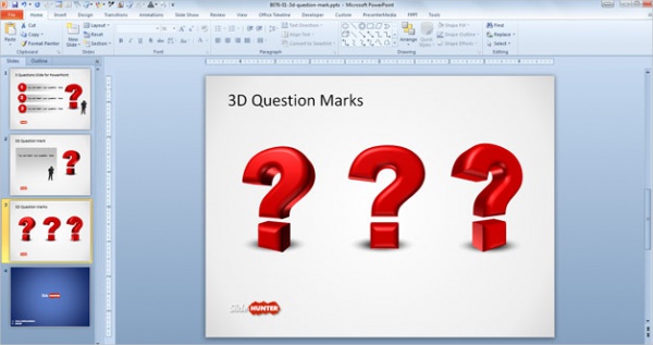 3D Question Mark Powerpoint Presentation