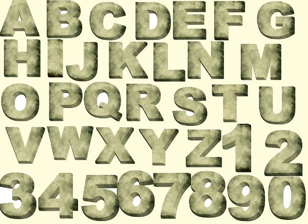 3D Stone Alphabet letters