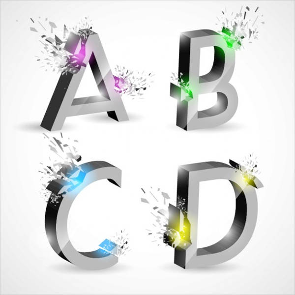 3D metal letters with explosions