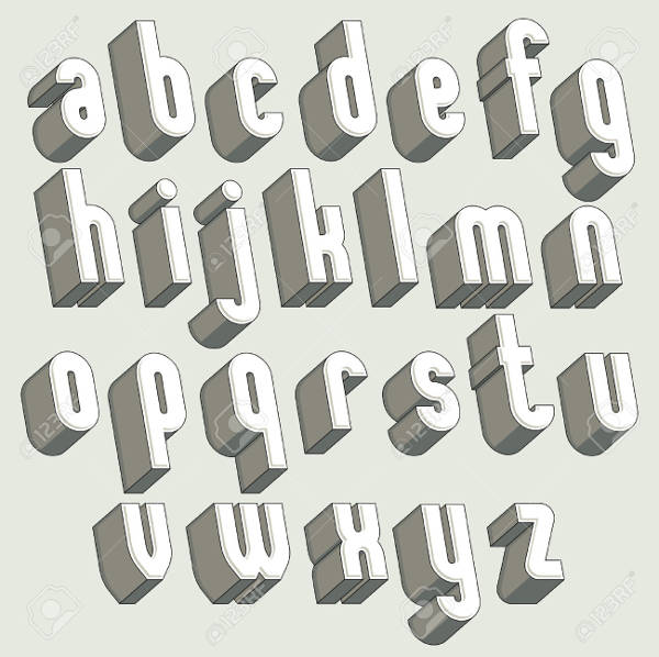 Black & White 3D Letters Set