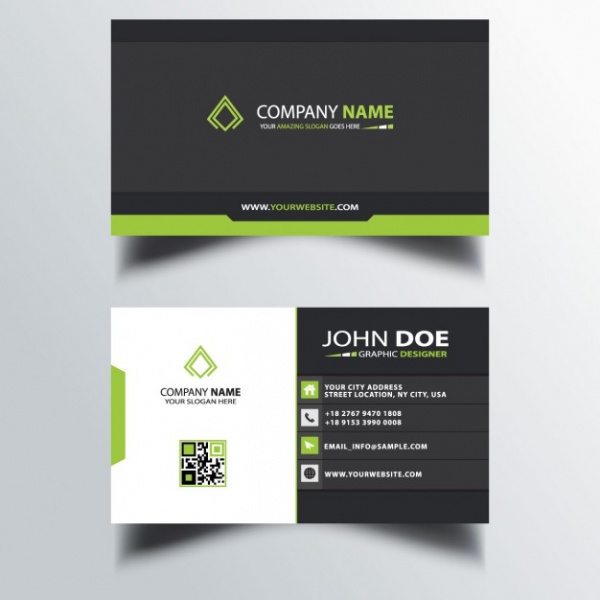 Black and green business card