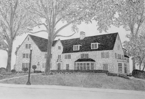 Christmas House Drawing in Pencil